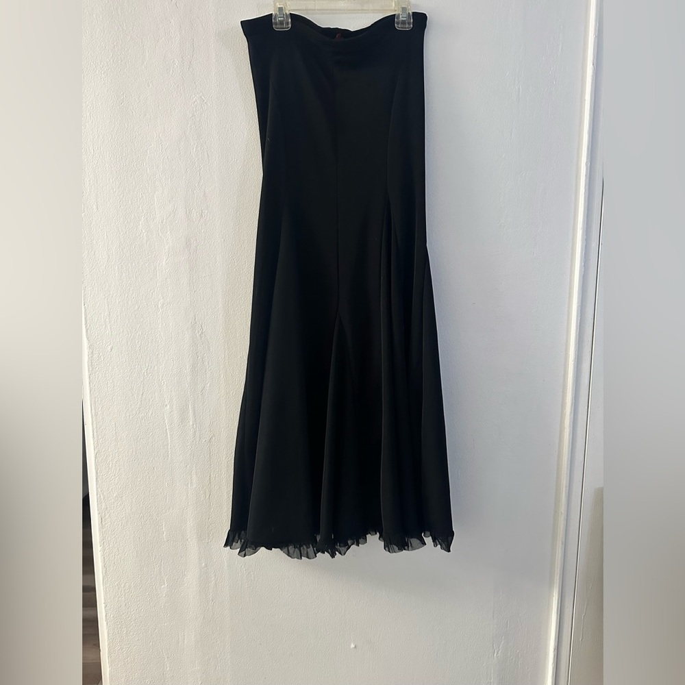 Just In Time Small Black Slinky Maxi Skirt 90s Vintage Witchy Fit Flounce Hem M